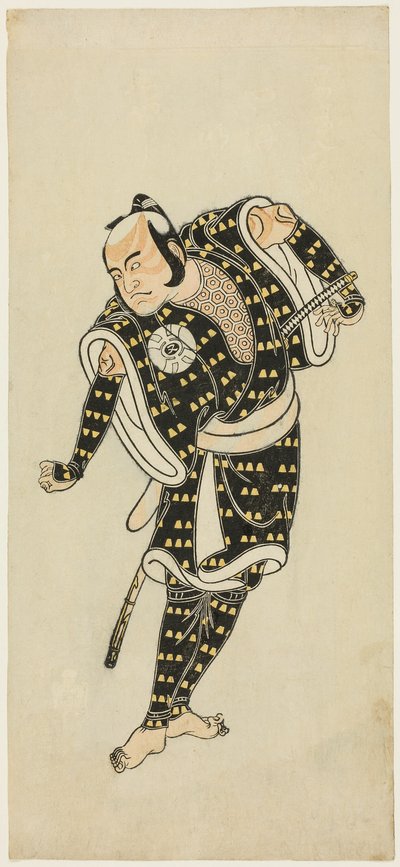 俳優・坂東又太郎四代目『雪の華 梅の花顔見世』の源八拍子役 作： Katsukawa Shunsho