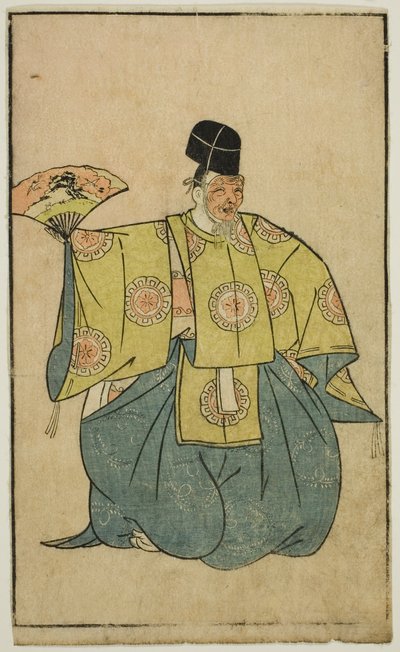『絵本舞台扇』翁役の役者 作： Katsukawa Shunsho