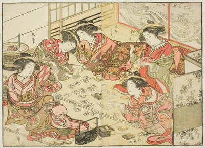 越前屋の遊女 著書『清露美人合わせ姿鏡』より 2 作： Katsukawa Shunsho