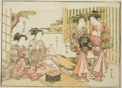 松葉屋の遊女 著書『清露美人合わせ姿鏡』より 1 作： Katsukawa Shunsho
