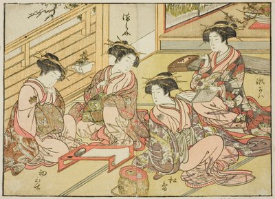 松葉屋の遊女 著書『清露美人合わせ姿鏡』より 1 作： Katsukawa Shunsho