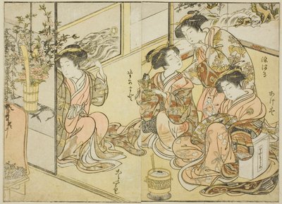 松根屋の遊女 著書『清露美人合わせ姿鏡』より 1 作： Katsukawa Shunsho