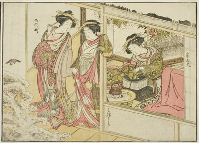 中大宮の遊女 著書『清露美人合わせ姿鏡』より 2 作： Katsukawa Shunsho