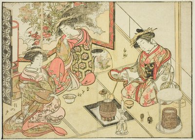 御嶽屋の遊女 著書『清露美人合わせ姿鏡』より 2 作： Katsukawa Shunsho