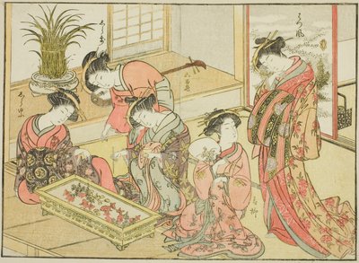 若谷の遊女 著書『清露美人合わせ姿鏡』より 1 作： Katsukawa Shunsho