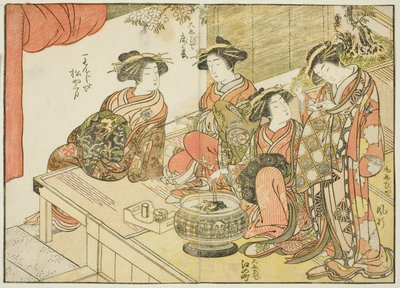 諸家の遊女四人 単行本『清露美人あわせ姿鏡』vol. 3 作： Katsukawa Shunsho