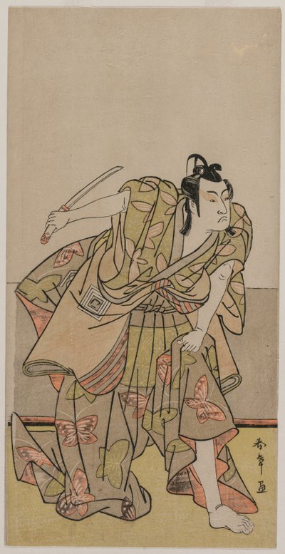 Ichikawa Monnosuke II as Soga no Goro, c. late 1770s.  作： Katsukawa Shunsho