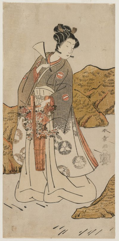 テンプルページとしての市川門之助II、1770年代初頭。 作： Katsukawa Shunsho
