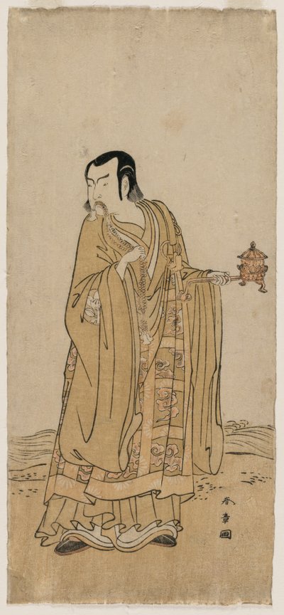 滝のリボンで振られる数珠の信玄としてのIX市村羽左衛門 作： Katsukawa Shunsho