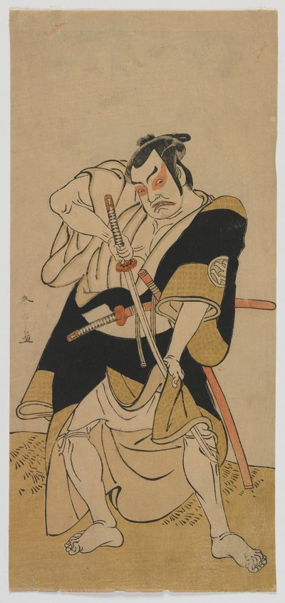 歌舞伎俳優中村助五郎二代目武士、江戸時代、1770年代後半（カラー木版画） 作： Katsukawa Shunsho