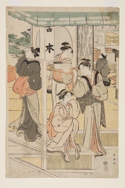 パーティーの準備（カラー木版画） 作： Katsukawa Shunsho