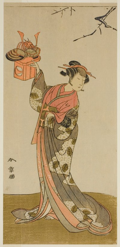 1773年4月市村座にて御所桜堀川陽一花野井役の俳優嵐ひなじ初代 作： Katsukawa Shunsho