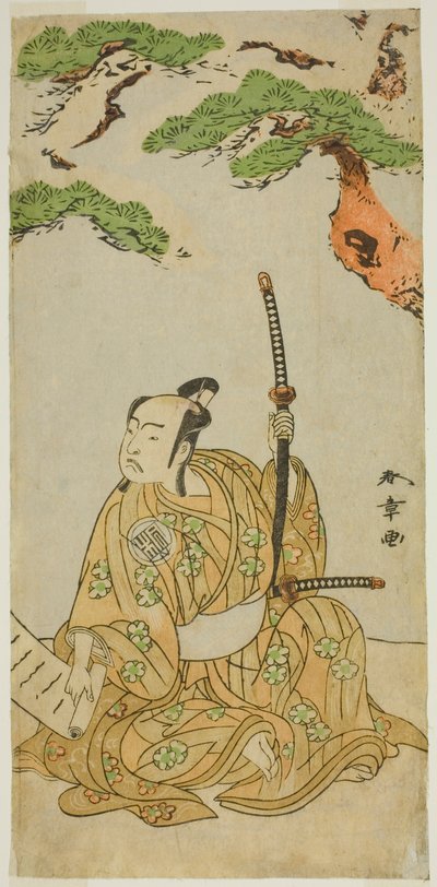 俳優二代目嵐三五郎 菅原伝授手習鏡 桜丸 正月 市村座 1772年 作： Katsukawa Shunsho