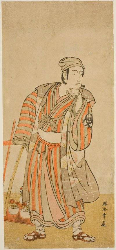 1776 年 11 月、中村座で上演された芝居咲夜この花の顔見世で、平忠盛としての初代坂東光五郎 作： Katsukawa Shunsho