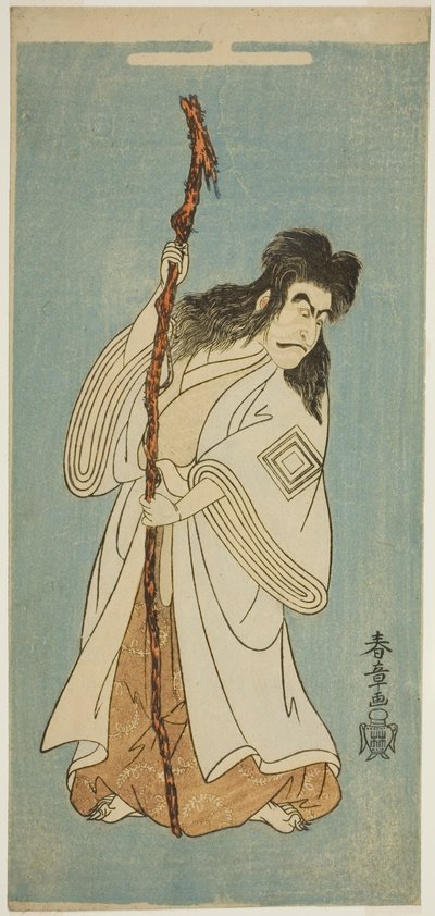 The Actor Ichikawa Danjuro IV possibly as Tenjiku Tokubei in the play "Tenjiku Tokubei Turns the Helm toward Home (Tenjiku Tokubei Kokyo no Torikaji)," performed at the Nakamura Theater in the eighth month, 1768 作： Katsukawa Shunsho
