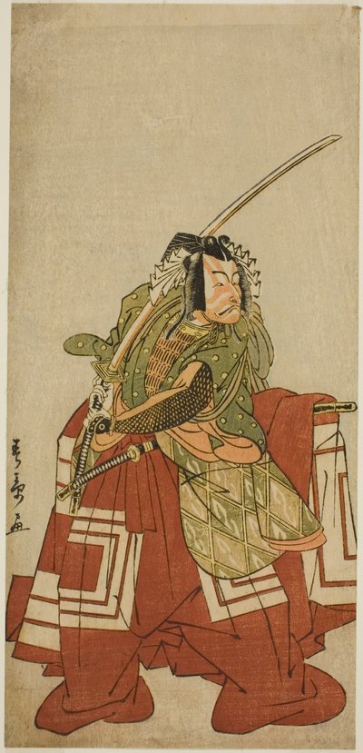 俳優市川團十郎 5 世、荒川太郎役、1778 年 11 月に森田座で上演された錦辻のゆみとり 作： Katsukawa Shunsho