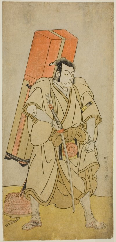 The Actor Ichikawa Danjuro V as Godai Saburo Masazumi Disguised as Rokuju-rokubu in the Play Sugata no Hana Yuki no Kuronushi, Performed at the Ichimura Theater in the Eleventh Month, 1776 作： Katsukawa Shunsho
