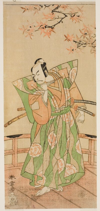 The Actor Ichikawa Danjuro V as Momonoi Wakasanosuke Yasuchika (?) in the Play Kanadehon Chushingura (?), Performed at the Nakamura Theater (?) in the Fifth Month, 1771 (?) 作： Katsukawa Shunsho