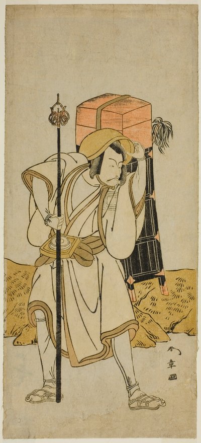 The Actor Ichikawa Danjuro V as Moriya no Daijin Disguised as Rokuju-rokubu in the Play Miya-bashira Iwao no Butai, Performed at the Morita Theater in the Seventh Month, 1773 作： Katsukawa Shunsho