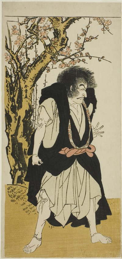 役者市川團十郎五世 十一月 森田座 芝居日錦津井の弓取五場 大神谷の僧侶ワンテツ役 1778年 作： Katsukawa Shunsho