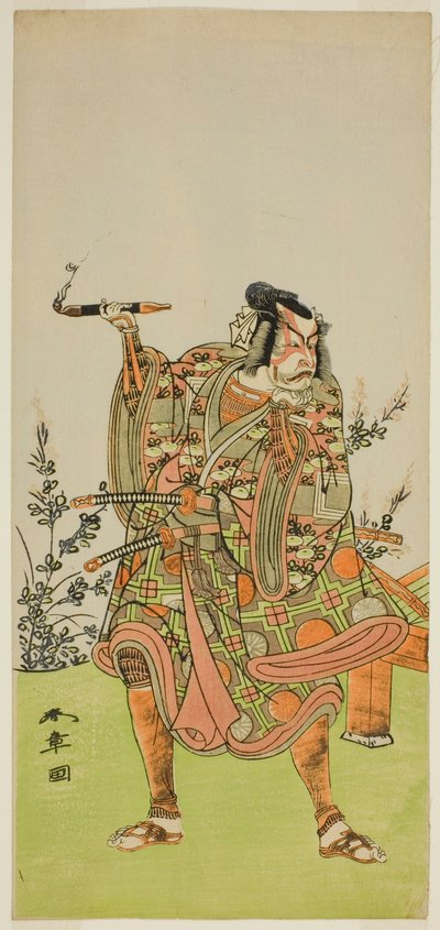 The Actor Ichikawa Danzaburo II as Usui no Sadamitsu (?) in the Play Edo Katagi Hikeya Tsunasaka (?), Performed at the Ichimura Theater (?) in the Eleventh Month, 1772 (?) 作： Katsukawa Shunsho