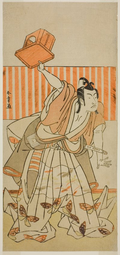 The Actor Ichikawa Monnosuke II as Ageha no Chokichi Disguised as Soga no Goro Tokimune in the Play Kaido Ichi Yawaragi Soga, Performed at the Nakamura Theater in the Third Month, 1778 作： Katsukawa Shunsho