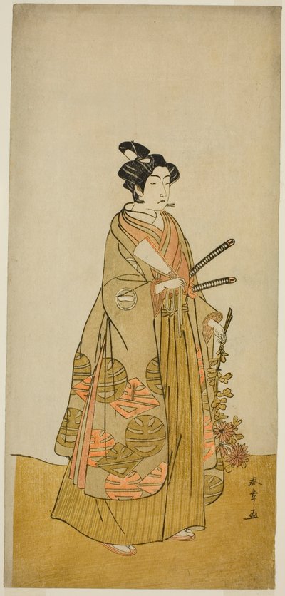 The Actor Ichikawa Monnosuke II as Kichisaburo, Temple Page of Kichijo-ji, in the Play Sono Kyodai Fuji no Sugatami, Performed at the Morita Theater in the Second Month, 1776 作： Katsukawa Shunsho