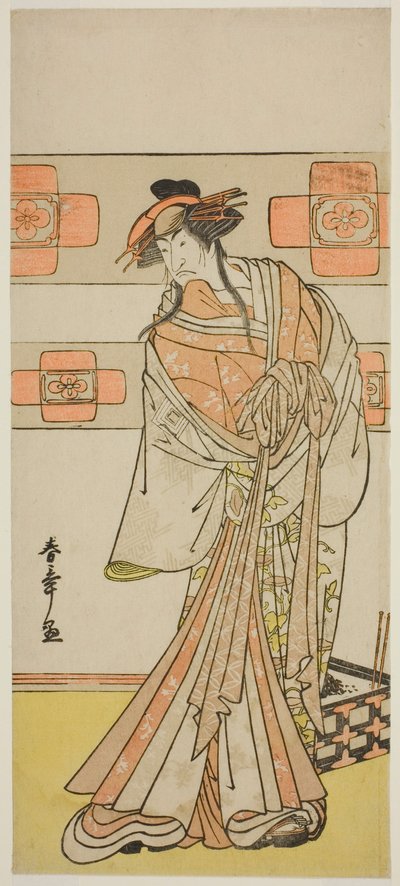 俳優二代目市川門之助は、1783 年 2 月に中村座で上演された「江戸の花御増そが」で、僧侶清玄の亡霊として演じました。 作： Katsukawa Shunsho