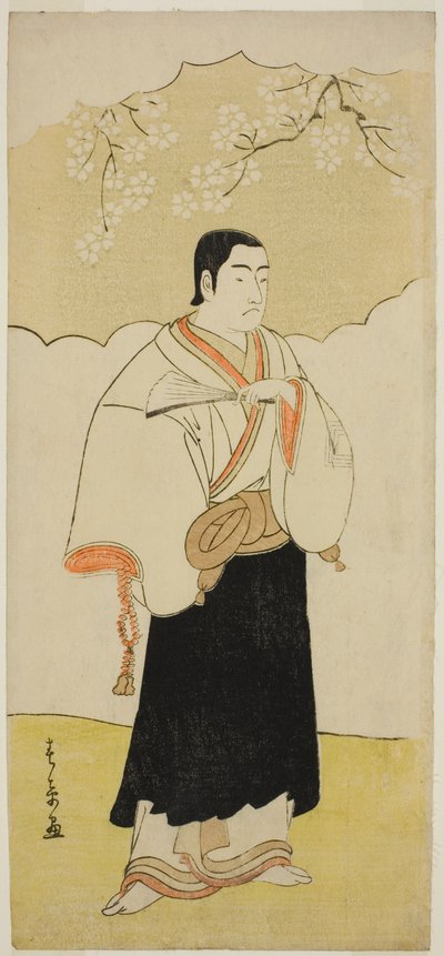 二代目市川門之助は、三月中村座で上演された『はつもんびくるわ蘇我』の蓮聖坊僧侶として、 作： Katsukawa Shunsho