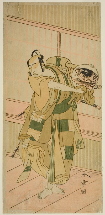 The Actor Ichikawa Yaozo II as Ashikaga Motouji Disguised as Katagiri Yashichi in the Play Oyoroi Ebido Shinozuka, Performed at the Nakamura Theater in the Eleventh Month, 1772 作： Katsukawa Shunsho