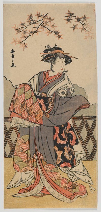 俳優岩井半四郎四世、江戸時代、1780年代後半（カラー木版画） 作： Katsukawa Shunsho