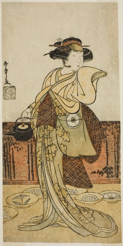 四代目岩井半四郎 劇「御ひいきねんねそが」月夜役 正月中村座、1779年 作： Katsukawa Shunsho
