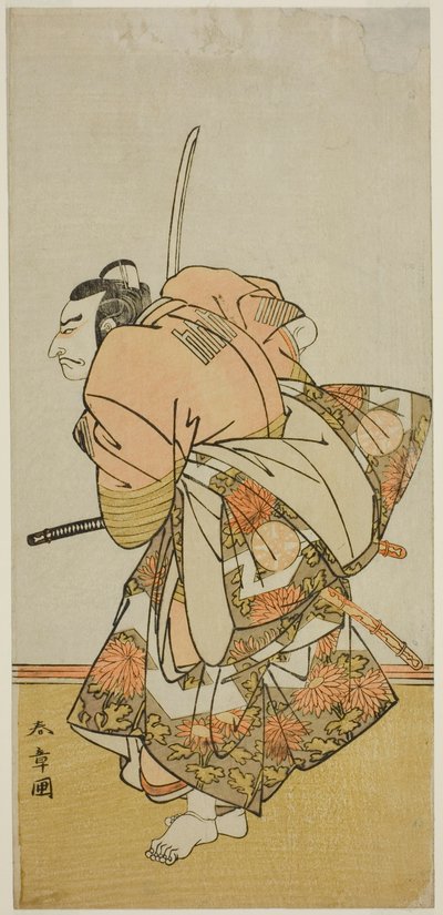 1775年、11月、中村座で上演された花相雲源氏火急の鎮西八郎為朝としての俳優中村中蔵初代 作： Katsukawa Shunsho