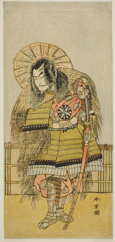 八月中村座で上演された『出世太平記』武智十兵衛光秀役の初代中村仲蔵、 作： Katsukawa Shunsho