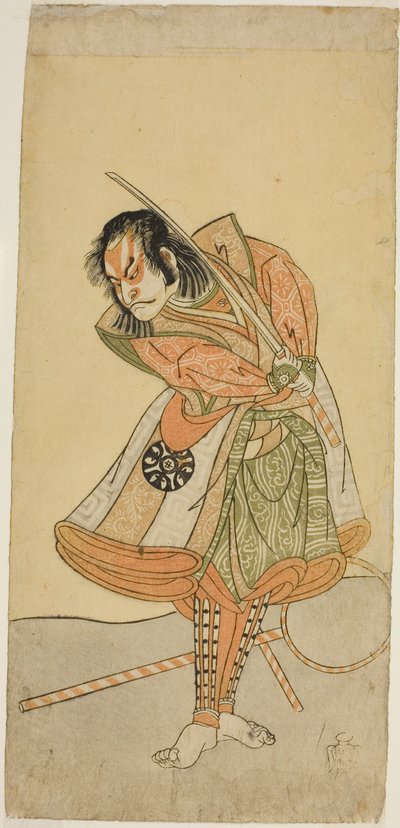 初月に中村劇場で上演された『蘇我モヨ愛護の若松』は、 作： Katsukawa Shunsho