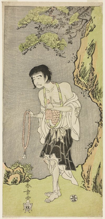 1770 年 11 月 1 日から中村座で上演された『鵺の森一葉の的』の僧侶、頼後阿闍梨としての初代中村仲蔵 作： Katsukawa Shunsho