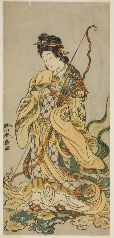 The Actor Nakamura Noshio I as the Goddes Benzaiten of Enoshima in the Play Onno Aruji Hatsuyuki no Sekai, Performed at the Morita Theater in the Eleventh Month, 1773 作： Katsukawa Shunsho