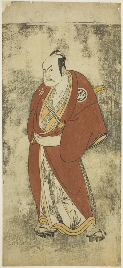 俳優 二代目中村助五郎 浄瑠璃『五人男』雷马九郎役 操り歌舞伎扇 一幕 昭和二十日より中村劇場にて上演 セブンス 作： Katsukawa Shunsho