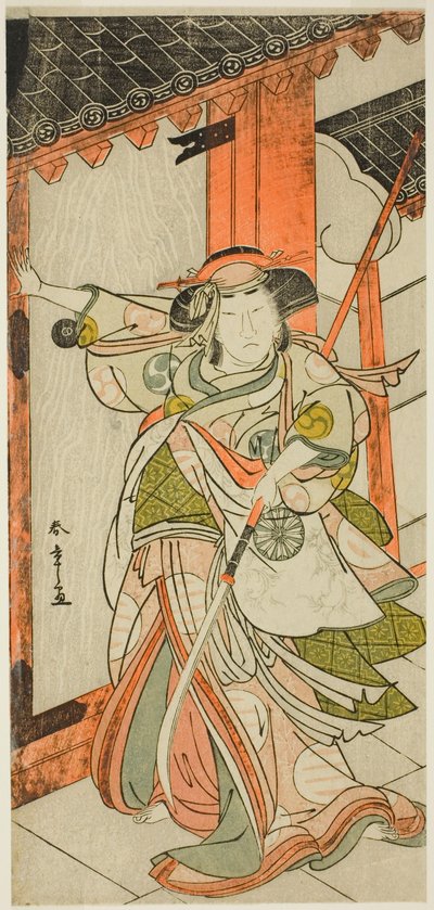 天明7年7月25日より中村座で上演された『和田合戦 女舞鶴』の門を破る半角御前の初代中村富十郎役 作： Katsukawa Shunsho