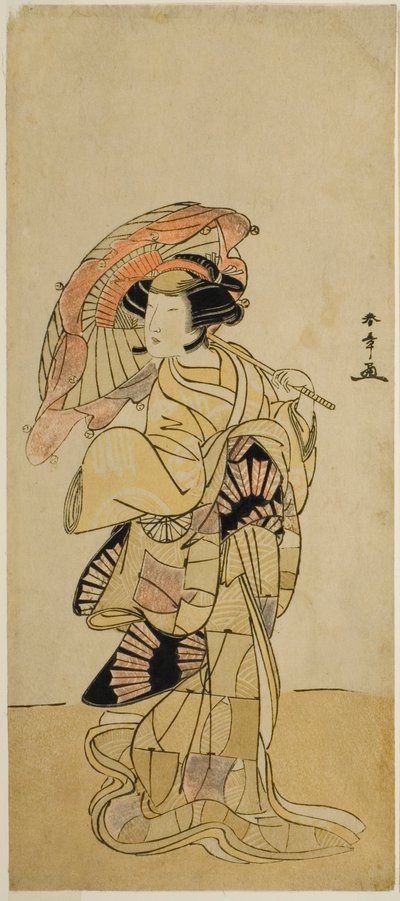 1777 年 11 月、市村劇場で上演された稚児鳥居とびいりきつねで姥ヶ岳の女狐役の中村富十郎初代 作： Katsukawa Shunsho