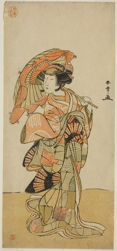 1777年11月、市村座で上演された芝居「稚児鳥居とびいりきつね」で姥ヶ岳の女狐を演じた初代中村富十郎。 作： Katsukawa Shunsho
