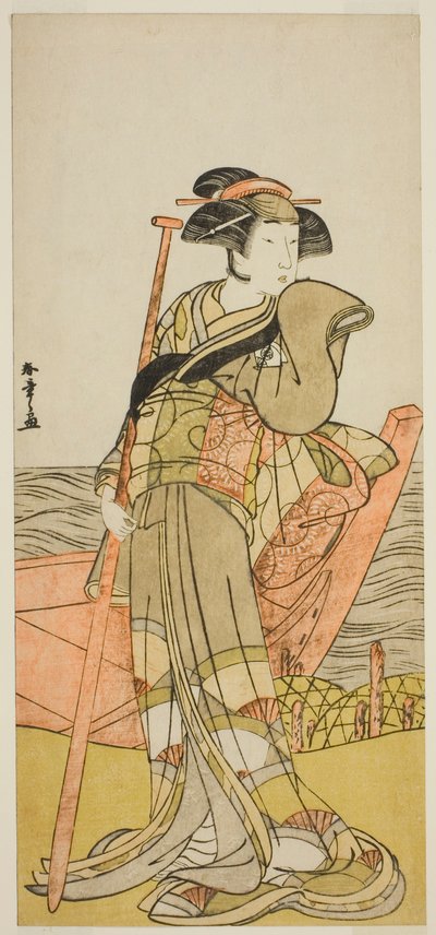 俳優 尾上松介初代 江戸名所緑蘇我のアコヤ役 1779年二月森田座にて上演 作： Katsukawa Shunsho