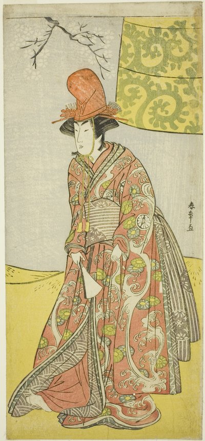 The Actor Segawa Kikunojo III (?) or Segawa Otome (?) as a Shirabyoshi Dancer in Musume Dojo-ji, in the Play Edo no Hana Mimasu Soga (?) or Buke no Hana Musume no Adauchi (?), Performed at the Nakamura Theater (?) in the Fourth Month, 1783 (?) 作： Katsukawa Shunsho
