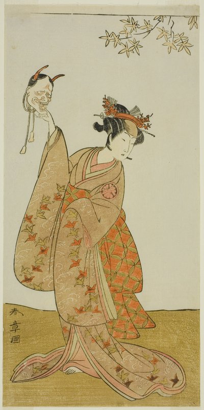 1773 年 11 月 1 日から中村座で上演された芝居「ごひいき勧誘帖」で富樫左衛門の妹松風役の初代瀬川裕次郎 作： Katsukawa Shunsho