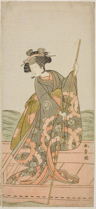 1775 年 11 月、森田座で上演された喜久慈堂終演の巌屋の四十井姫 (よそおいひめ) としての俳優吉沢いろは I 作： Katsukawa Shunsho