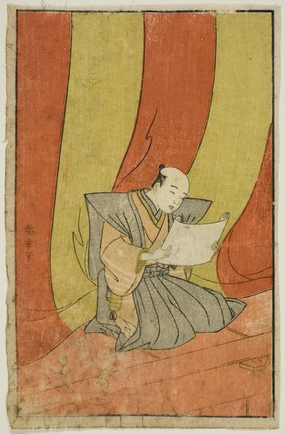告知、『絵本舞台扇』のページ 作： Katsukawa Shunsho