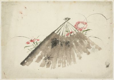 ピンクスの中の捨てられたファン 作： Katsushika (school of) Hokusai