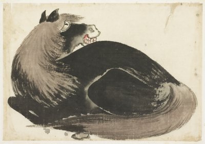 リクライニング馬 作： Katsushika (school of) Hokusai