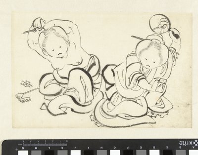 理髪をする女性2人 作： attributed to Katsushika Hokusai