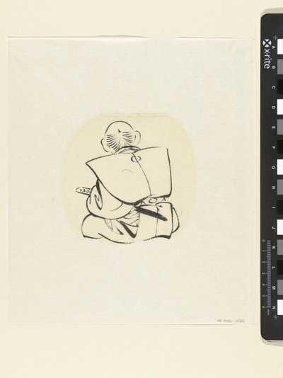 後ろから見た座っている男性 作： attributed to Katsushika Hokusai